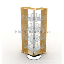 Estante de mesa forte design Speical com canto triangular estante de metal e madeira estante de vitrine